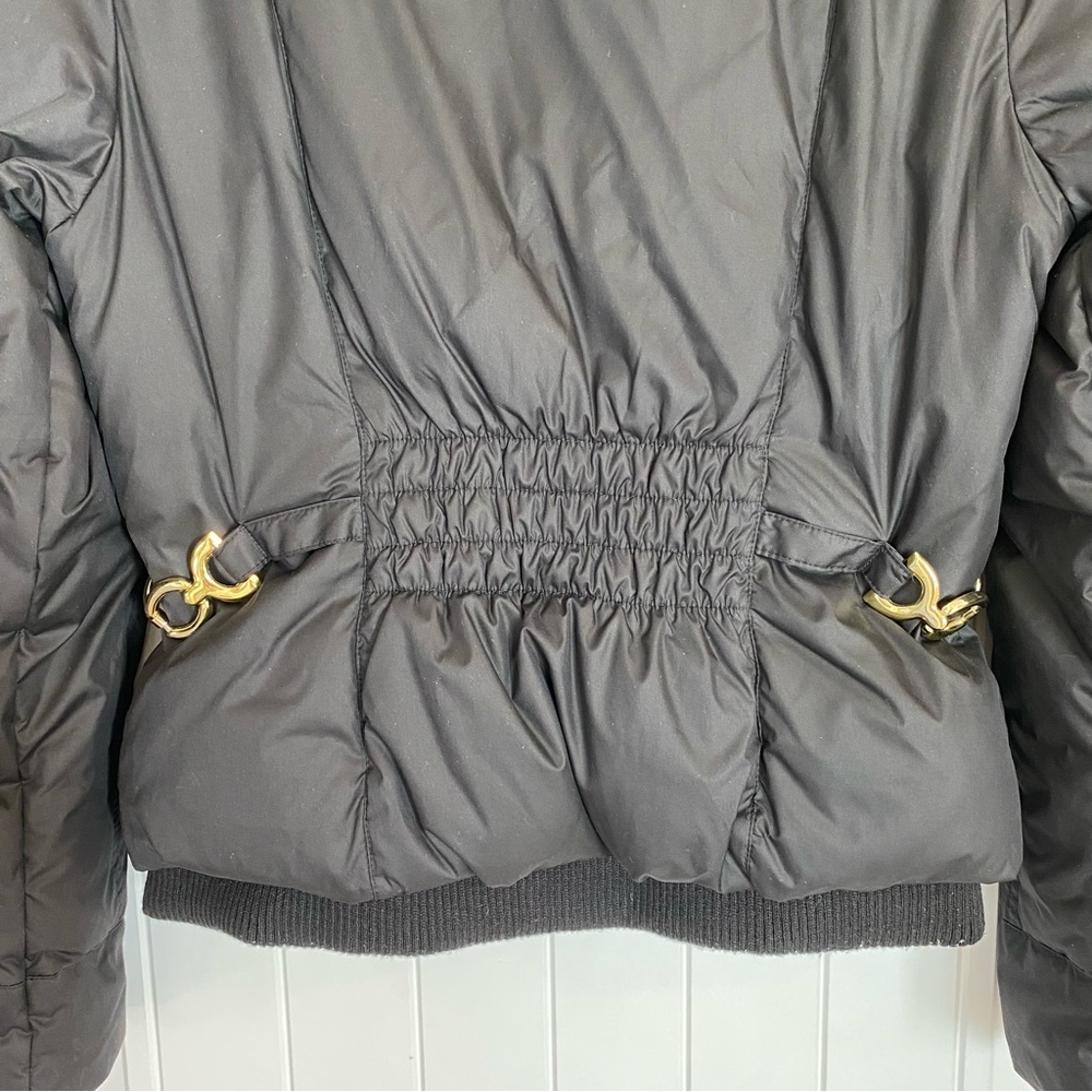 GUESS Black Down Feather Puffer Coat with Gold Detail Size Medium - Picture 7 of 11